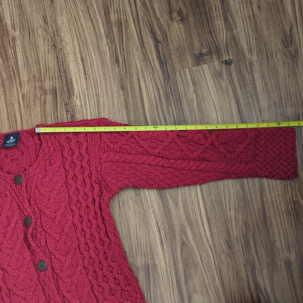 Aran Crafts Red Cable Knit Cardigan - Picture 10 of 10